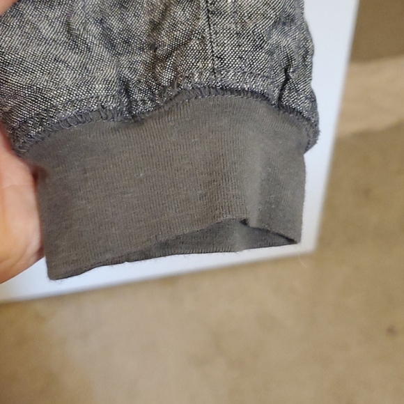 Dark gray linen crop pant - Picture 3 of 4